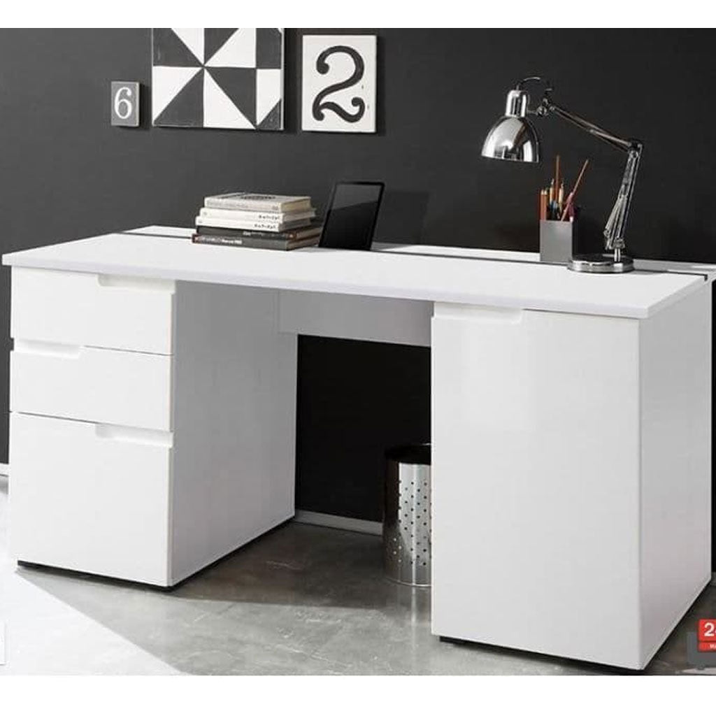 High Gloss Desk for Home And Office 2 Doors And 2 Drawers - Salina