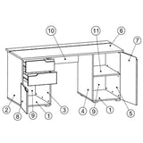 High Gloss Desk for Home And Office 2 Doors And 2 Drawers - Salina