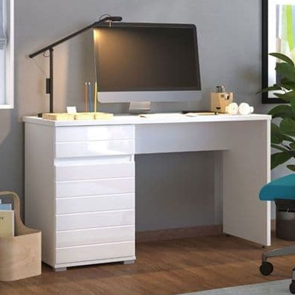 High Gloss Desk for Home And Office With 1 Door And 1 Drawer - Elon