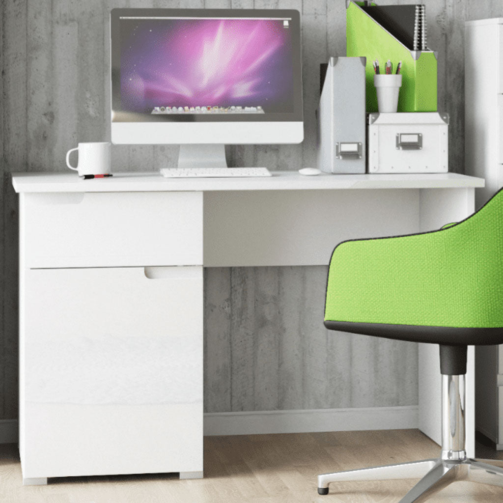High Desk Set High Gloss Desk for Home And Office With 1 Door And 1 Drawer - Salina ...