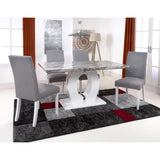 High Gloss Dining Table With 4 Randall Silver Grey Chairs - Neptune