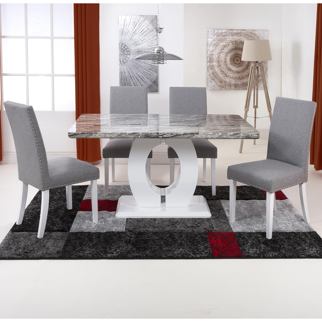High Gloss Dining Table With 4 Randall Silver Grey Chairs - Neptune