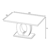 High Gloss Dining Table for 4 People 150cm Wide Rectangular in Marble Effect - Neptune