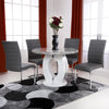 High Gloss Dining Table Round With 4 Callisto Grey Chairs - Neptune
