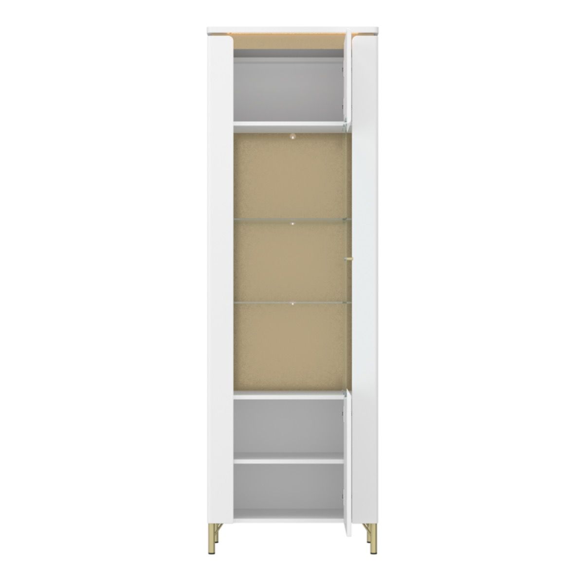 High Gloss Display Cabinet With 1 Glass Front Door And LED Lights - Lazio