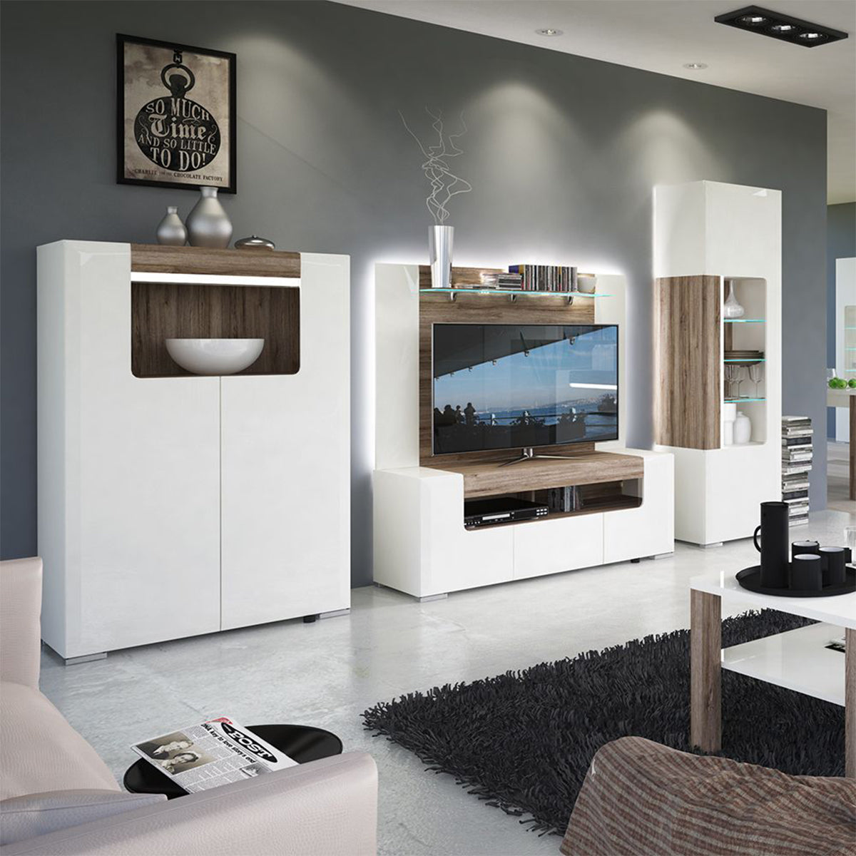 High Gloss Display Cabinet With 2 Doors - Toronto