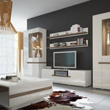 High Gloss Display Cabinet Tall Narrow Left Handed With 3 Doors - Chelsea
