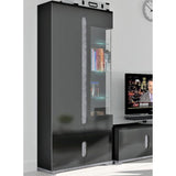 High Gloss Display Cabinet Tall With 4 Doors And LED Lights - Elmira