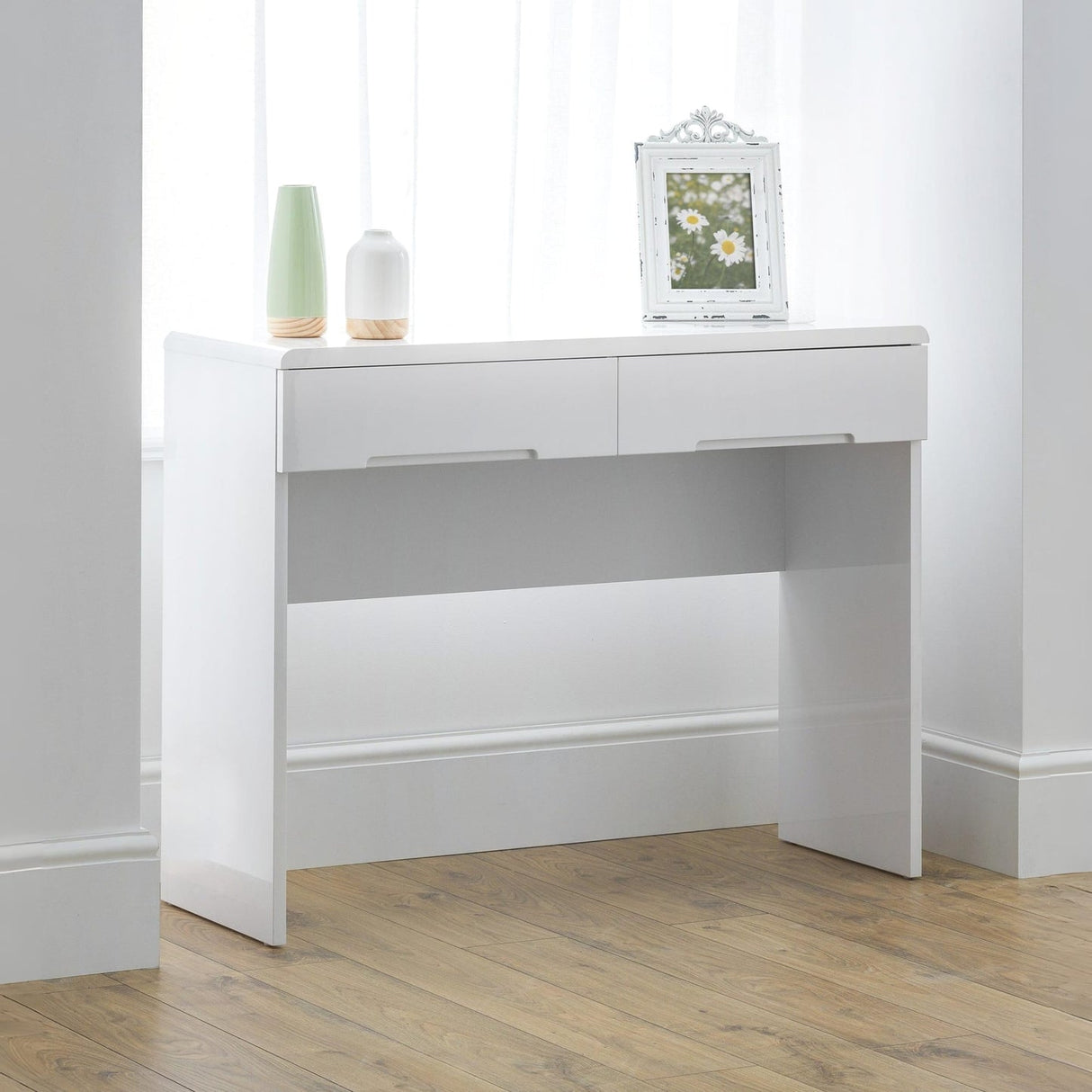 High Gloss Dressing Table With 2 Drawers - Manhattan