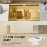 High Gloss Extendable Coffee Table With LED Lights And Storage - Velmora