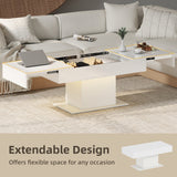 High Gloss Extendable Coffee Table With LED Lights And Storage - Velmora