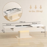 High Gloss Extendable Coffee Table With LED Lights And Storage - Velmora