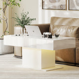 High Gloss Extendable Coffee Table With LED Lights And Storage - Velmora