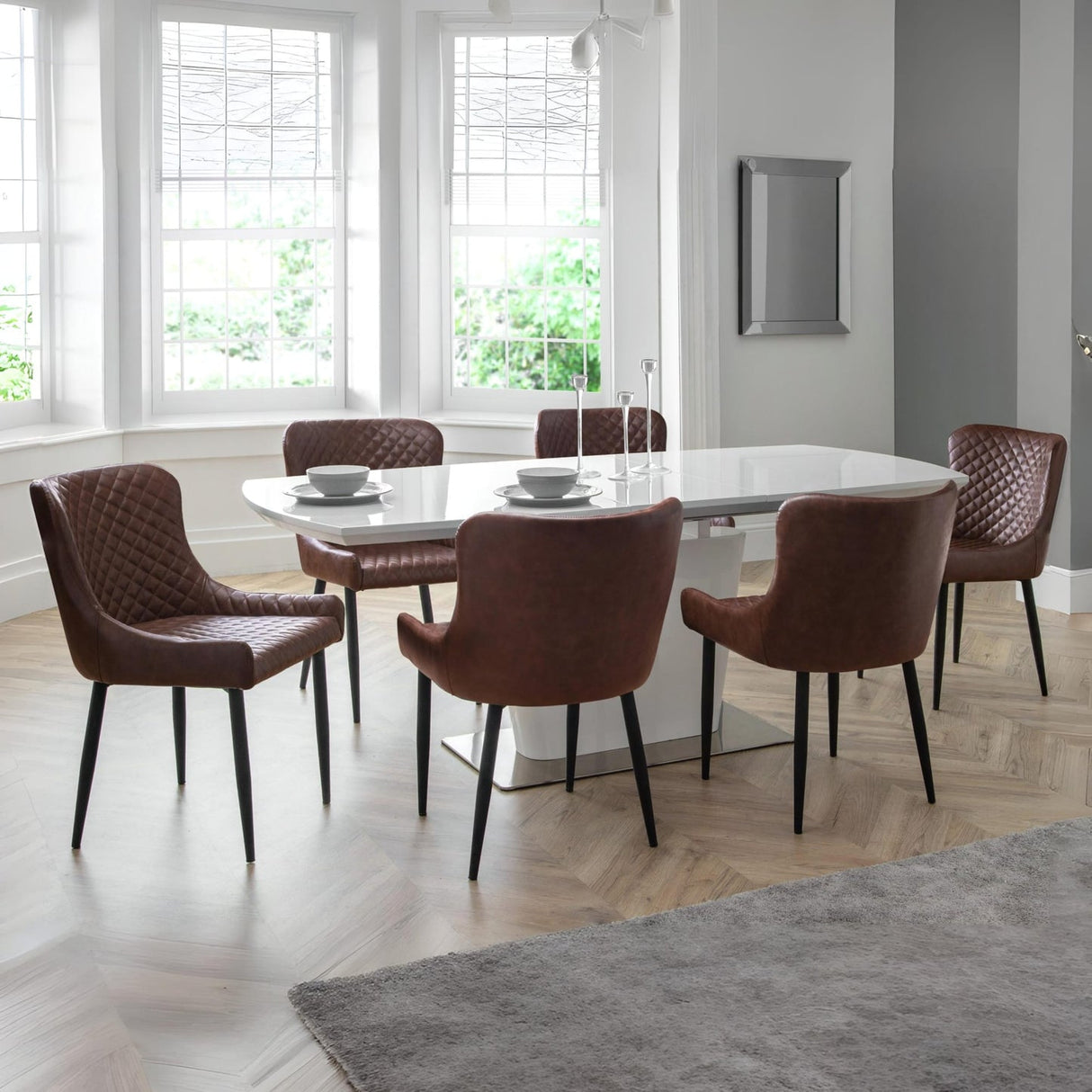 High Gloss Extending Dining Table for 4 to 6 People Rectangular - Como
