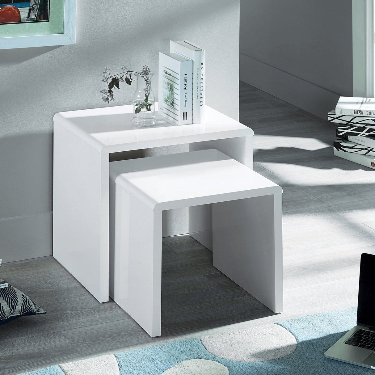 High Gloss Nest Of 2 Tables - Manhattan