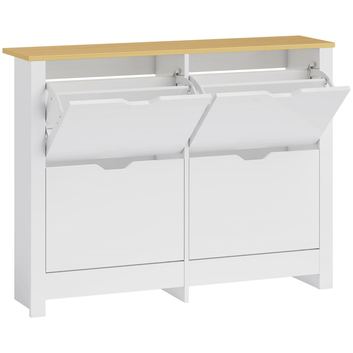 High Gloss Shoe Storage Cabinet 105cm Wide With 4 Flip Doors - Velmora