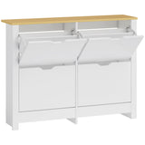 High Gloss Shoe Storage Cabinet 105cm Wide With 4 Flip Doors - Velmora