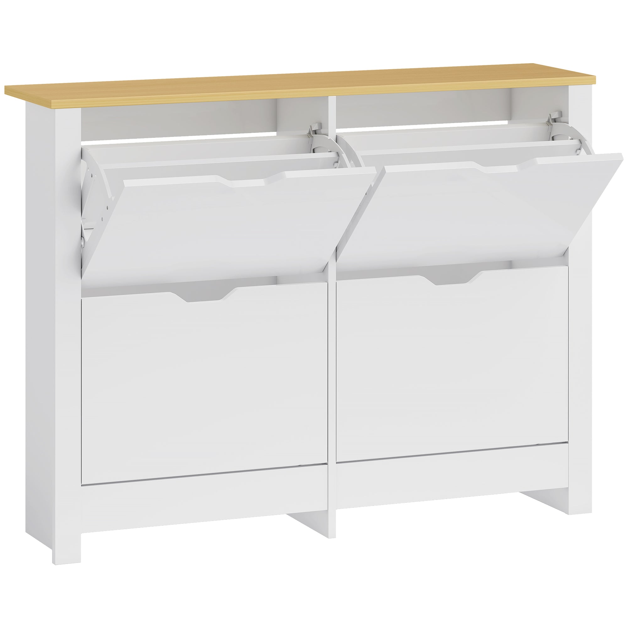 High Gloss Shoe Storage Cabinet 105cm Wide With 4 Flip Doors - Velmora
