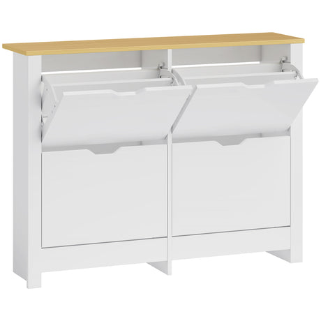 High Gloss Shoe Storage Cabinet 105cm Wide With 4 Flip Doors - Velmora
