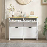 High Gloss Shoe Storage Cabinet 105cm Wide With 4 Flip Doors - Velmora