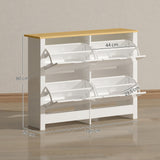 High Gloss Shoe Storage Cabinet 105cm Wide With 4 Flip Doors - Velmora