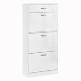 High Gloss Shoe Storage Cabinet 62cm Wide With 3 Flip Doors And 1 Drawer - Velmora