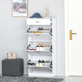 High Gloss Shoe Storage Cabinet 62cm Wide With 3 Flip Doors And 1 Drawer - Velmora