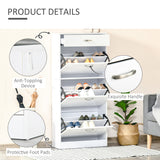 High Gloss Shoe Storage Cabinet 62cm Wide With 3 Flip Doors And 1 Drawer - Velmora