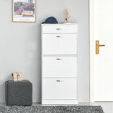 High Gloss Shoe Storage Cabinet 62cm Wide With 3 Flip Doors And 1 Drawer - Velmora