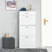 High Gloss Shoe Storage Cabinet 62cm Wide With 3 Flip Doors And 1 Drawer - Velmora