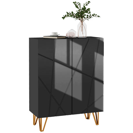 High Gloss Shoe Storage Cabinet 72cm Wide With 2 Doors - Velmora