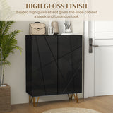 High Gloss Shoe Storage Cabinet 72cm Wide With 2 Doors - Velmora