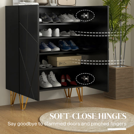 High Gloss Shoe Storage Cabinet 72cm Wide With 2 Doors - Velmora