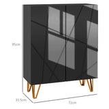 High Gloss Shoe Storage Cabinet 72cm Wide With 2 Doors - Velmora