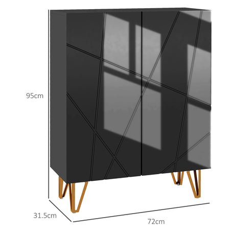 High Gloss Shoe Storage Cabinet 72cm Wide With 2 Doors - Velmora