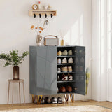 High Gloss Shoe Storage Cabinet 72cm Wide With 2 Doors - Velmora