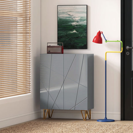 High Gloss Shoe Storage Cabinet 72cm Wide With 2 Doors - Velmora