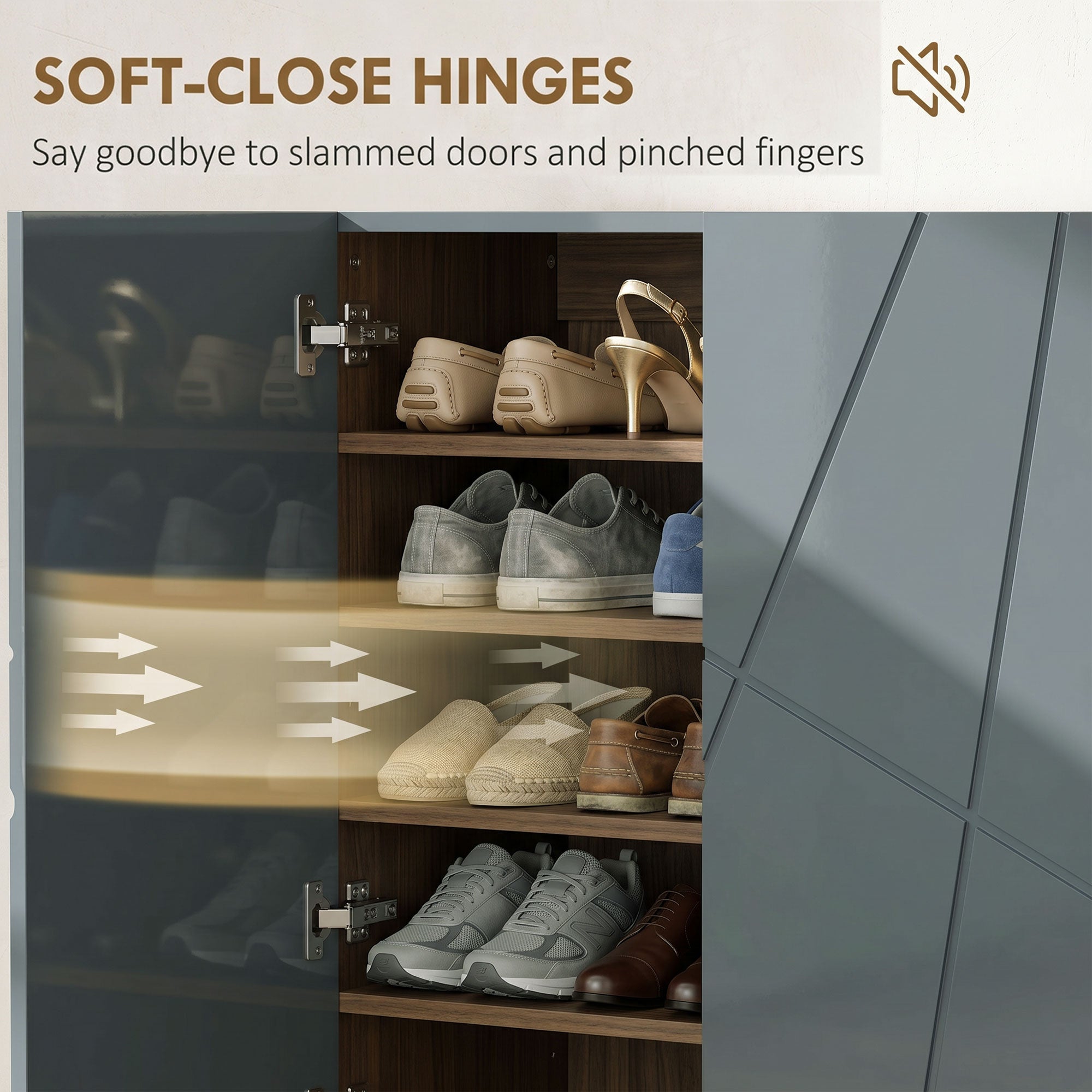 High Gloss Shoe Storage Cabinet 72cm Wide With 2 Doors - Velmora