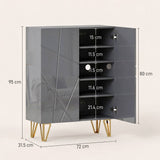 High Gloss Shoe Storage Cabinet 72cm Wide With 2 Doors - Velmora