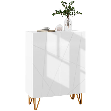 High Gloss Shoe Storage Cabinet 72cm Wide With 2 Doors - Velmora