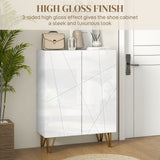 High Gloss Shoe Storage Cabinet 72cm Wide With 2 Doors - Velmora