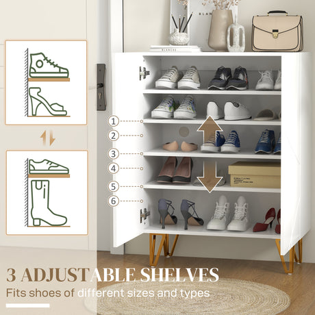 High Gloss Shoe Storage Cabinet 72cm Wide With 2 Doors - Velmora
