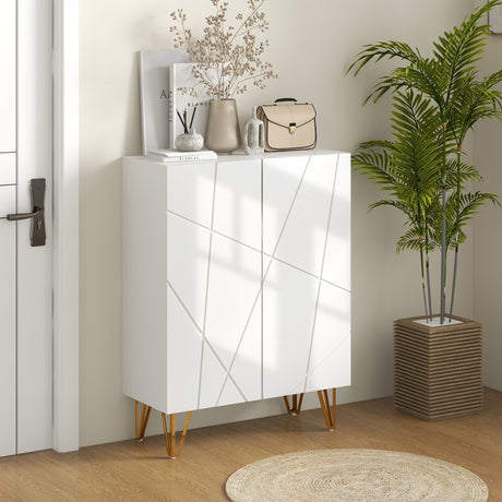 High Gloss Shoe Storage Cabinet 72cm Wide With 2 Doors - Velmora