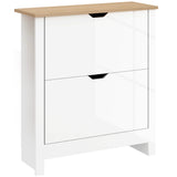 High Gloss Shoe Storage Cabinet 72cm Wide With 2 Flip Doors - Velmora