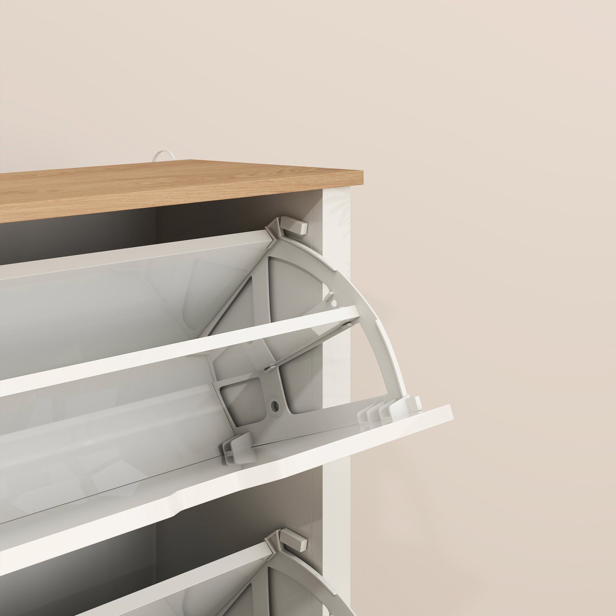 High Gloss Shoe Storage Cabinet 72cm Wide With 2 Flip Doors - Velmora