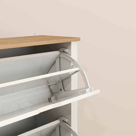 High Gloss Shoe Storage Cabinet 72cm Wide With 2 Flip Doors - Velmora