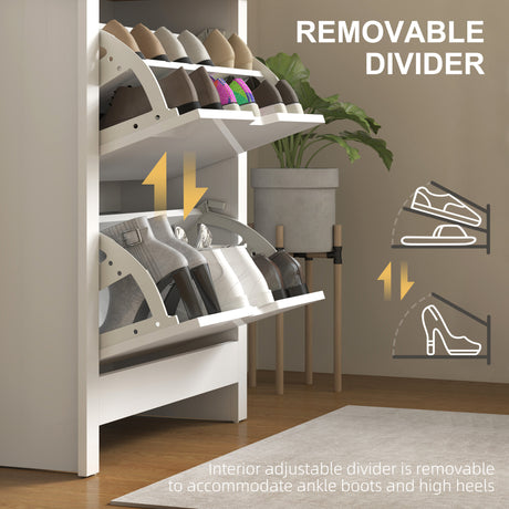 High Gloss Shoe Storage Cabinet 72cm Wide With 2 Flip Doors - Velmora