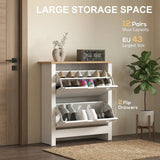 High Gloss Shoe Storage Cabinet 72cm Wide With 2 Flip Doors - Velmora