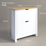 High Gloss Shoe Storage Cabinet 72cm Wide With 2 Flip Doors - Velmora