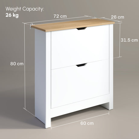 High Gloss Shoe Storage Cabinet 72cm Wide With 2 Flip Doors - Velmora
